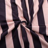 SC Stripe Print Long Sleeve Backless Maxi Dress GAXB-A253DS