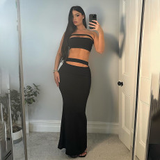 SC Solid Color Wrap Chest And Long Skirts 2 Piece Set GAXB-A493ST