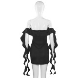 SC Sleeveless One Shoulder Wooden Ear Split Dress GAXB-A230DS
