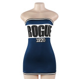 SC Letter Print Wrap Chest Mini Dress GAXB-A502DS