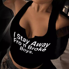 SC Solid Letter Print Slim Tank Tops GAXB-W098TP