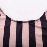 SC Stripe Print Long Sleeve Backless Maxi Dress GAXB-A253DS