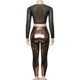 SC Long Sleeve Mesh Patchwork Pants Suit GAXB-A318ST