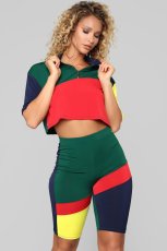 SC Contrast Color Casual Sport Two Piece Shorts Set LSL-LS6142