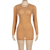 SC Mesh Long Sleeve Mini Dress GAXB-A245DS