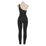SC Single Shoulder Solid Casual Jumpsuit GAXB-A011JP