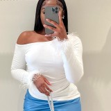 SC Solid Patchwork Long Sleeve T Shirt GAXB-A229TP