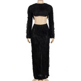 SC Solid Color Long Sleeve Pants Two Piece Set GAXB-A222ST