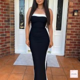SC Sleeveless Tube Tops Patchwork Maxi Dress GAXB-A225DS