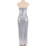 SC Solid Color Sling Slim Maxi Dress GAXB-A150DS