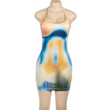 SC Fashion Print Halter Mini Dress GAXB-A034DS