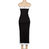 SC Sleeveless Tube Tops Patchwork Maxi Dress GAXB-A225DS