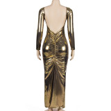 SC Long Sleeve Backless Maxi Dress GAXB-A195DS