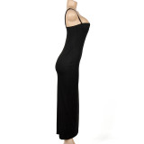 SC Solid Color Sling Backless Maxi Dress GAXB-A088DS