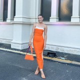 SC Sleeveless Tube Tops Patchwork Maxi Dress GAXB-A225DS