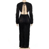 SC Solid Color Long Sleeve Pants Two Piece Set GAXB-A222ST