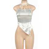 SC Solid Color Halter Irregular Tops GAXB-W047TP