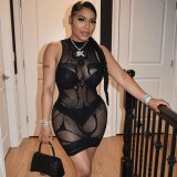 SC Lace Hollow Out Lingerie Mini Dress GAXB-A070DS