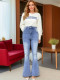 SC Washed Holes Micro Flare Jeans GKNF-TSCH-1314