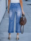 SC High Waisted Wide Leg Nine Minute Jeans GKNF-TSXF-2455