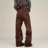 SC Leopard Print Straight Denim Jeans GKNF-TSSC-3269