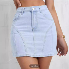 SC Fashion Solid Denim Half Body Skirt GKNF-TS-2324