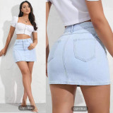 SC Fashion Solid Denim Half Body Skirt GKNF-TS-2324