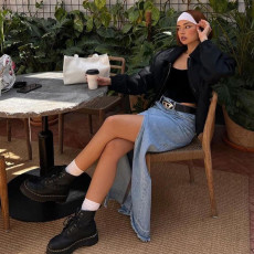 SC Fashion Loose Split Denim Long Skirt GKNF-TS-3415