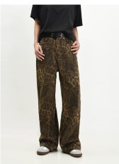 SC Leopard Print Straight Denim Jeans GKNF-TSSC-3269