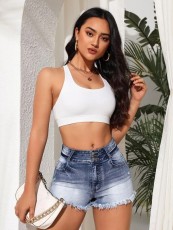 SC High Waist Holes Denim Shorts GKNF-TSXF-2362