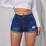 SC Casual Holes Rolled Denim Shorts GKNF-TSYJ-838