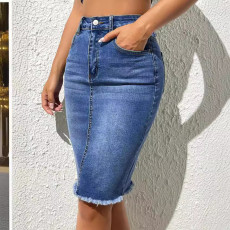 SC Casual Denim Raw Edge Half Body Skirt GKNF-TSYJ-0809