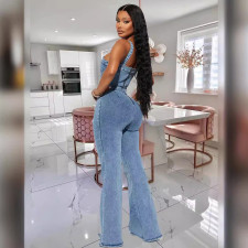 SC Casual Denim Sling Washed Jumpsuit GKNF-TSJ-3545