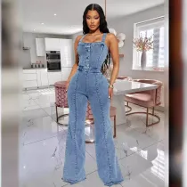 SC Casual Denim Sling Washed Jumpsuit GKNF-TSJ-3545