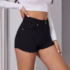 SC Raw-edge Embroidered Washed Denim Shorts GKNF-TSYJ-839