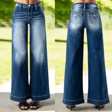 SC Fashion Denim Loose Wide Leg Jeans GKNF-TSYJ-24006