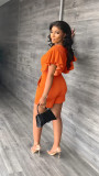 SC Ruffle Sleeve V-Neck Top Two Piece Shorts Set GYSL-Y6105