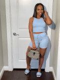 SC Solid Tank Top And Drawstring Shorts Sport Suit GYSL-5269