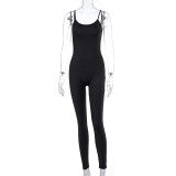 SC Solid Color Yoga Sport Sling Jumpsuit GYSL-19927