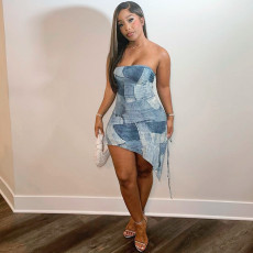 SC Sexy Tube Tops Tie Up Irregular Dress GYSL-M23DS101