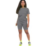 SC Solid Color Short Sleeve Sport 2 Piece Shorts Set GYSL-999