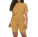 SC Solid Color Short Sleeve Sport 2 Piece Shorts Set GYSL-999