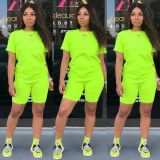 SC Solid Color Short Sleeve Sport 2 Piece Shorts Set GYSL-999