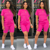 SC Solid Color Short Sleeve Sport 2 Piece Shorts Set GYSL-999