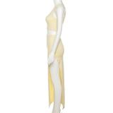 SC Solid Color Sleeveless Split Skirt Two Piece Set GYSL-3263