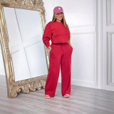 SC Solid Long Sleeve Pullover And Pants Two Piece Set ME-8525