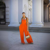 SC Solid Color Loose Wide Leg Back Pant Jumpsuit SFY-2779