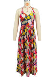 SC Sexy Halter Print Backless Split Maxi Dress XHXF-421