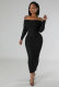 SC Solid One Shoulder Long Sleeve Midi Dress XHXF-415