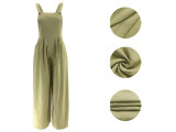 SC Solid Color Loose Wide Leg Back Pant Jumpsuit SFY-2779